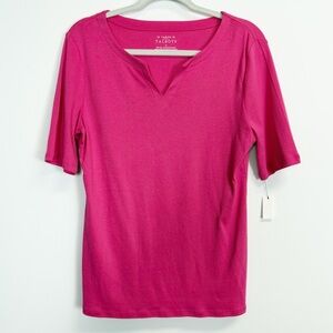 Talbots Shirt Womens Medium Pink Pima Cotton Tee Short Sleeve NWT Classic Top